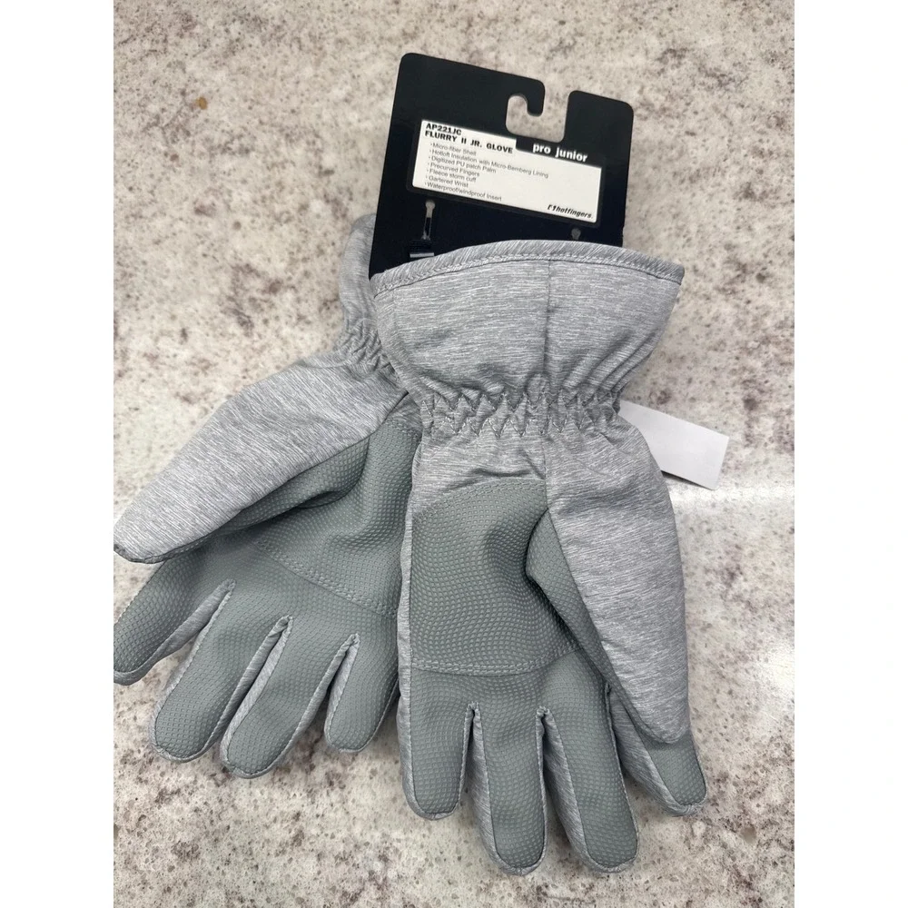 Hotfingers Flurry II Jr Gloves Youth Medium 7-8 Heather Grey Waterproof Winter‎